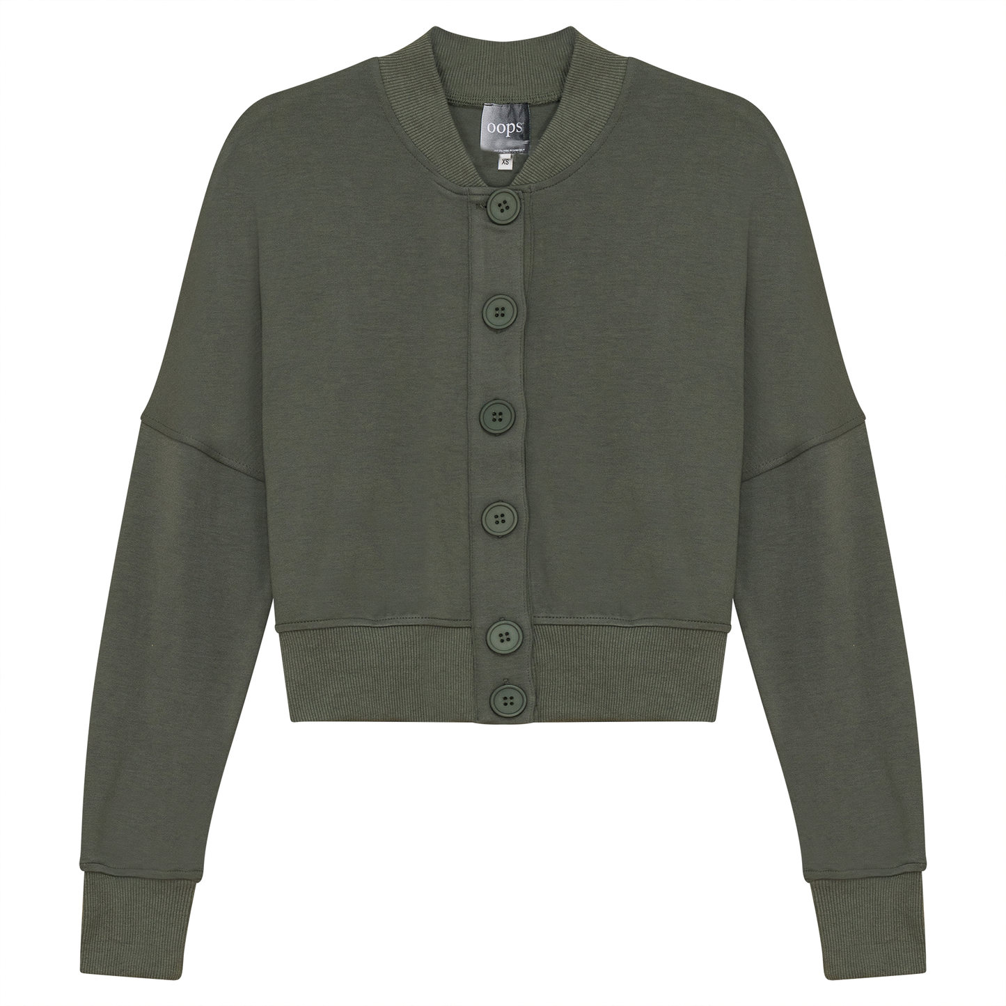 Cropped Sweatshirt Cardigan Light Olive