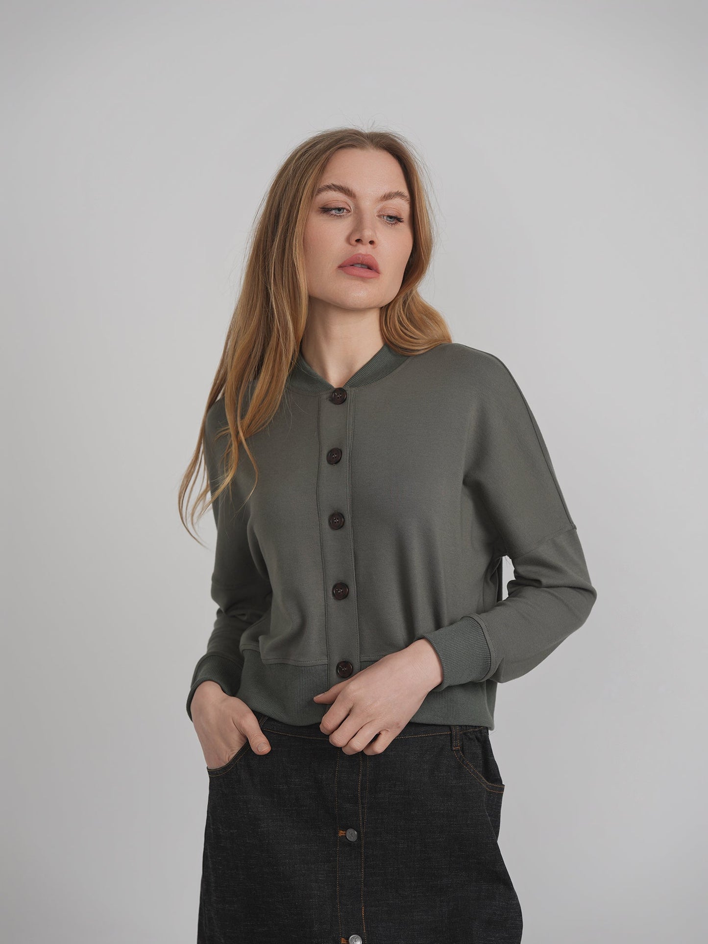 Cropped Sweatshirt Cardigan