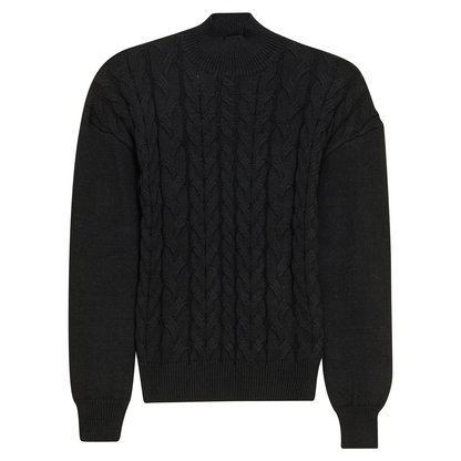 Cable Knit Turtle Neck Sweater Black
