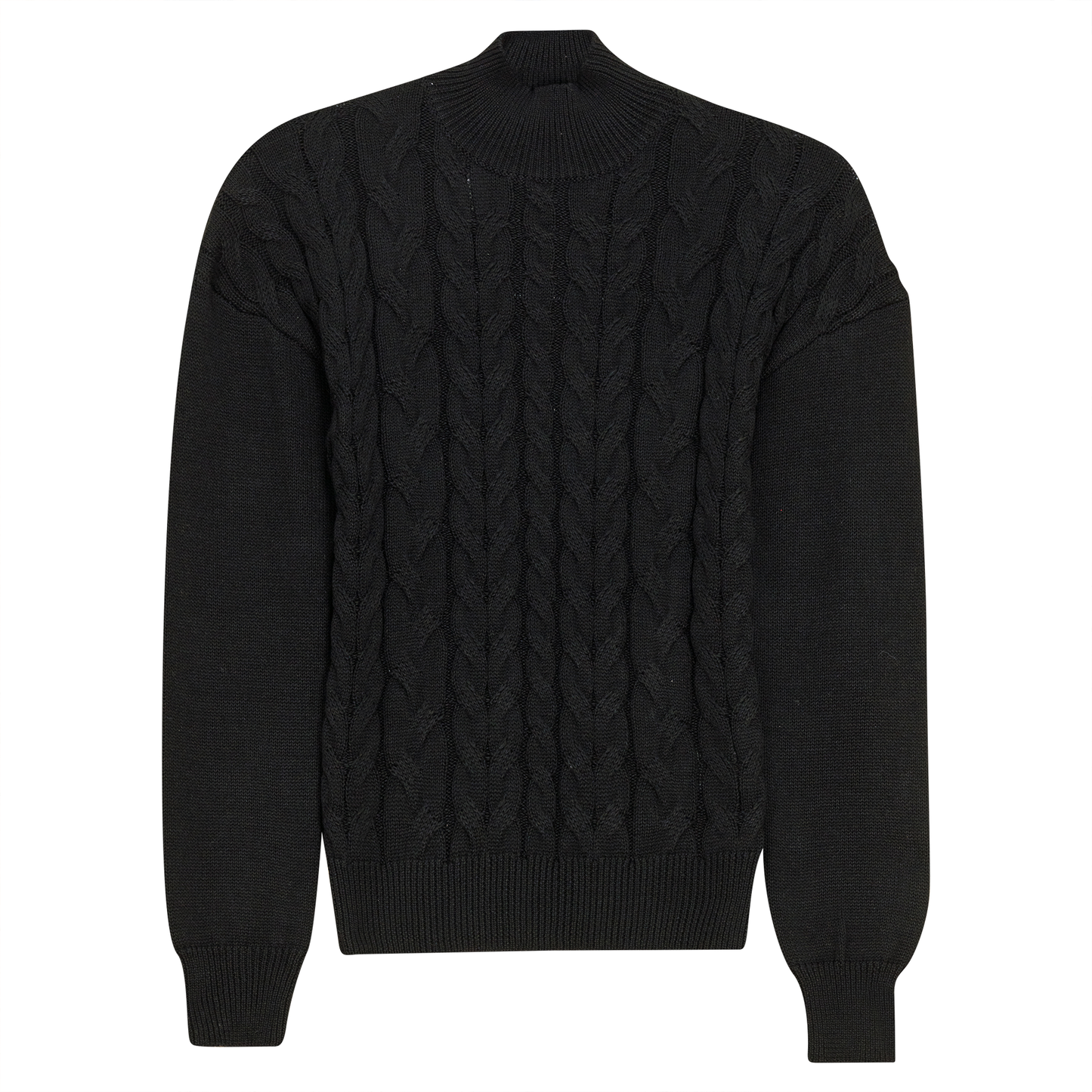 Cable Knit Turtle Neck Sweater Black