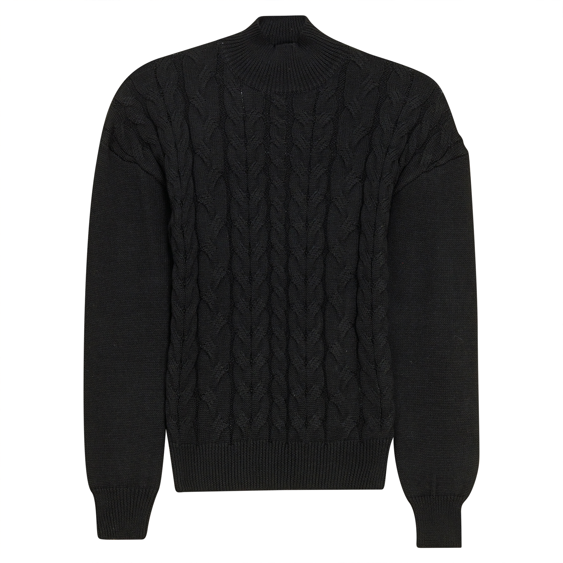 Cable Knit Turtle Neck Sweater Black