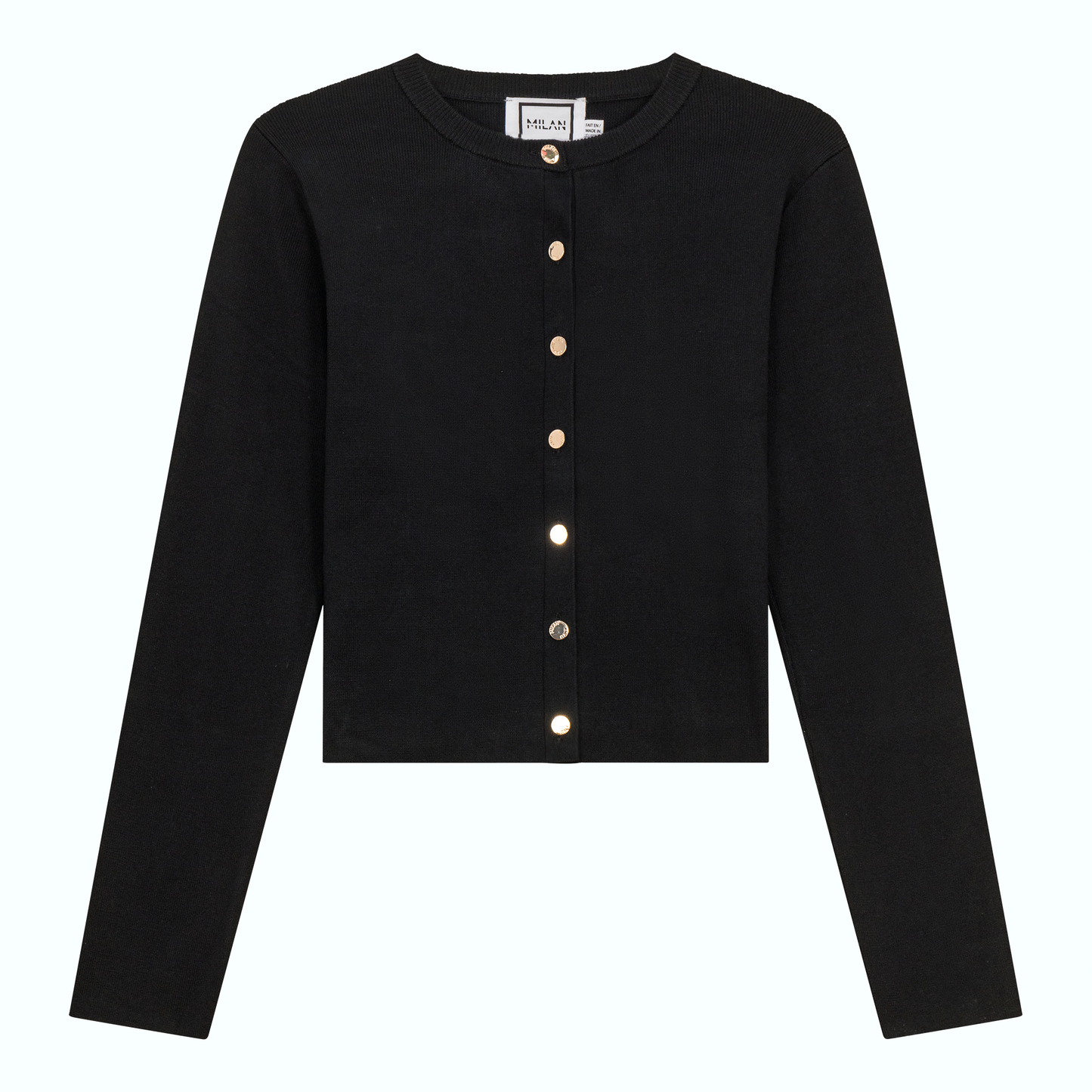 Cropped Knit Cardigan Black