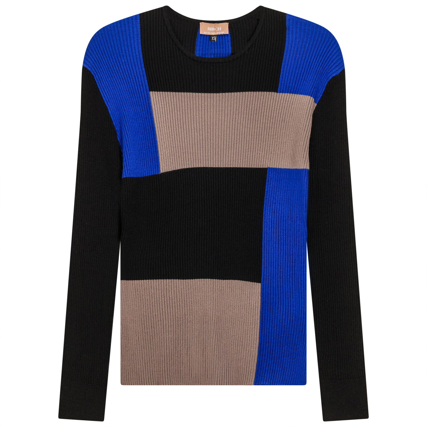 Color Blocked Rib Combo Sweater Black Sapphire
