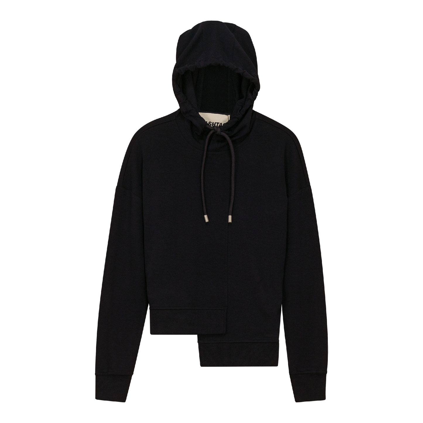 Asymmetrical French Fleece Hoodie Black