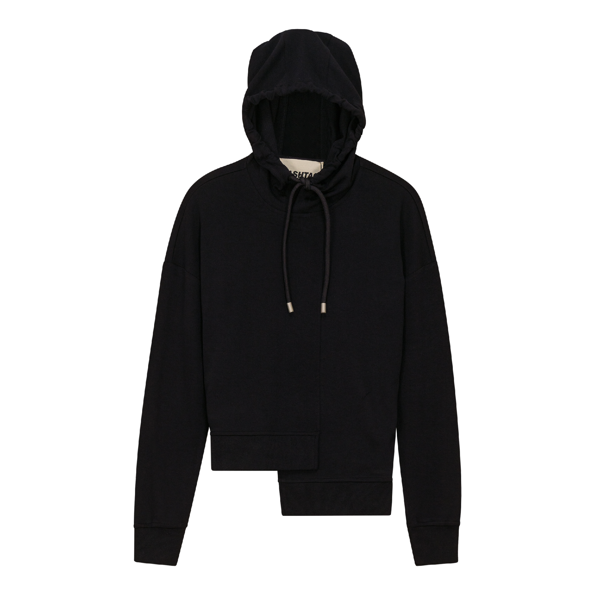 Asymmetrical French Fleece Hoodie Black