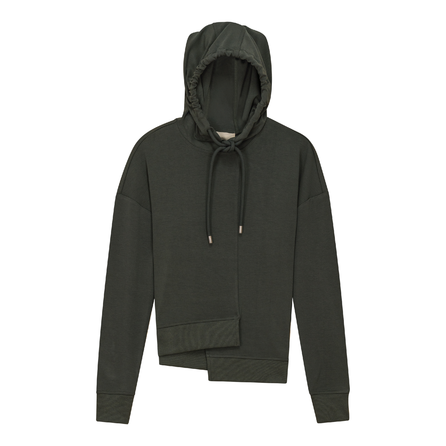 Asymmetrical French Fleece Hoodie Light Olive