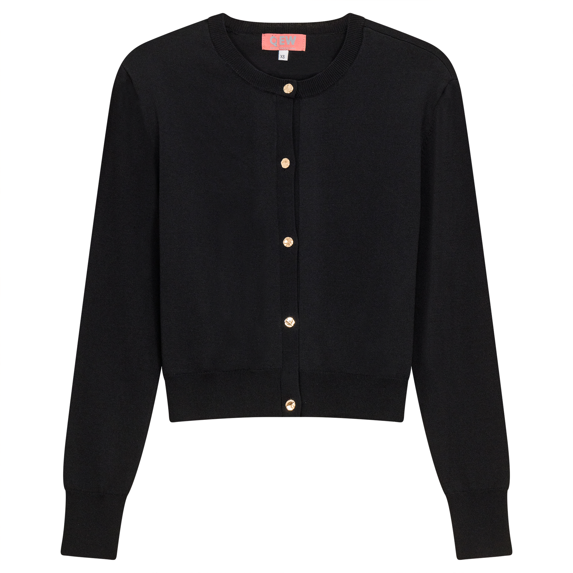 Cropped Knit Cardigan With Pocket Black