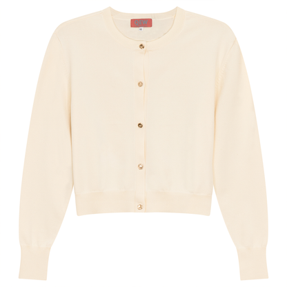 Cropped Knit Cardigan With Pocket Cream