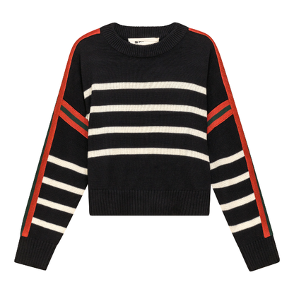 Cropped Drop Shoulder Sweater Black Cream