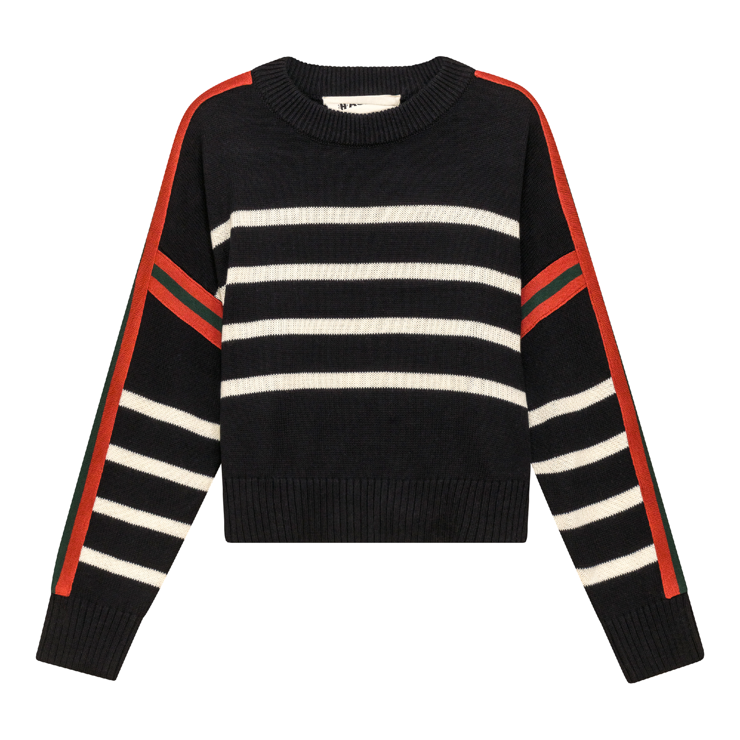 Cropped Drop Shoulder Sweater Black Cream