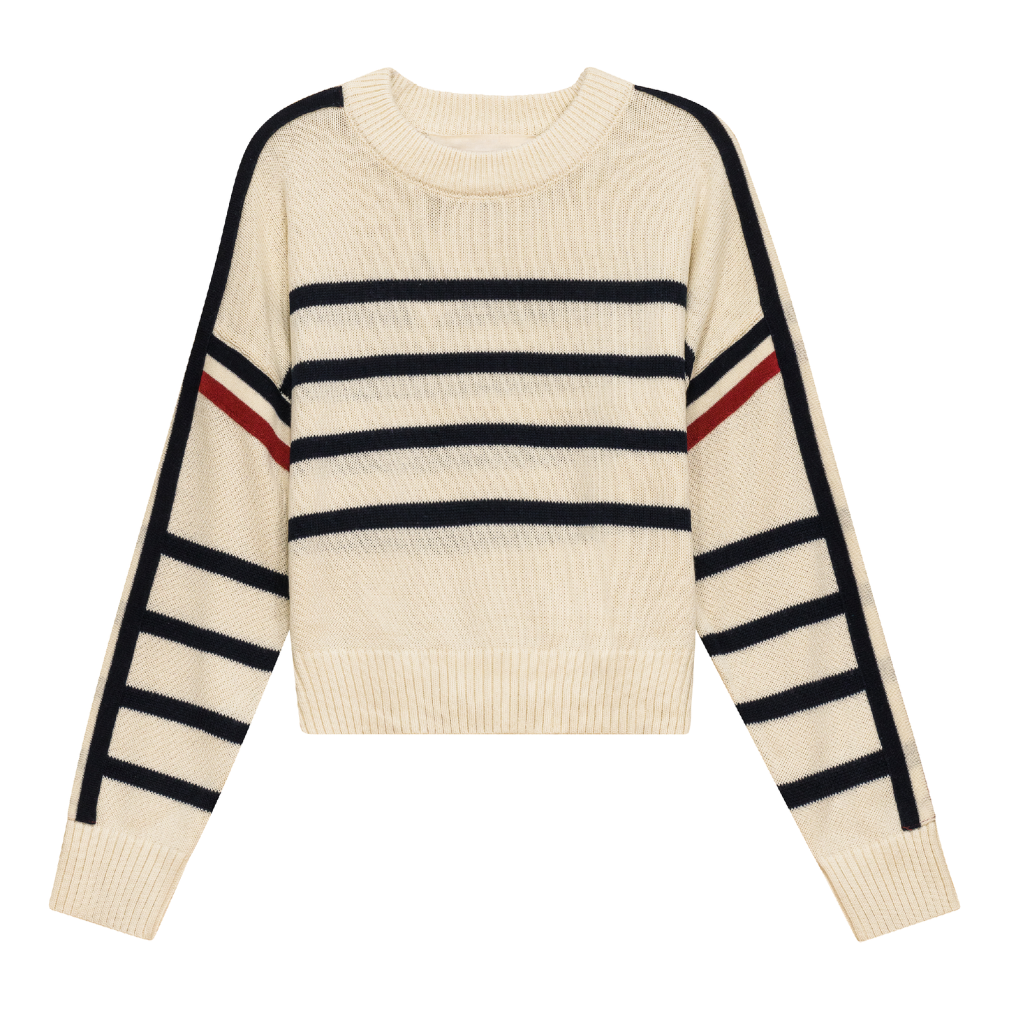 Cropped Drop Shoulder Sweater Cream Navy