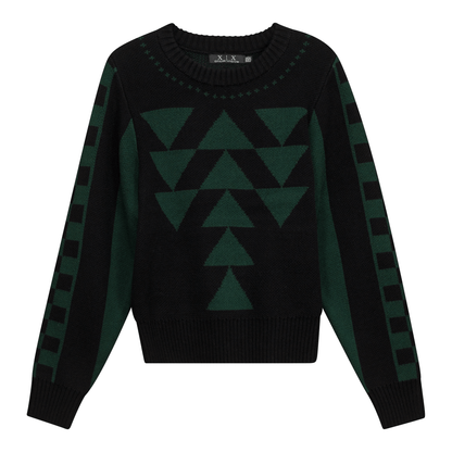 Geometric Print Sweater Hunter Black