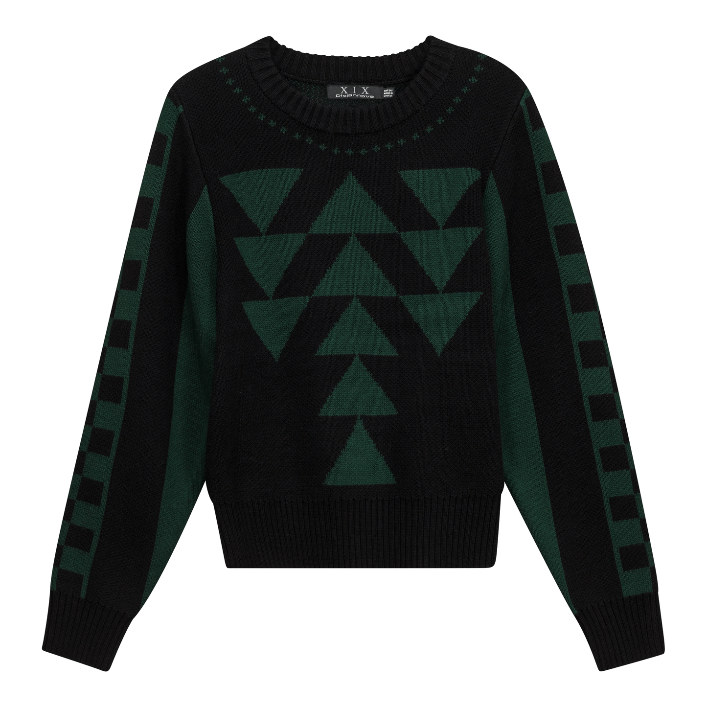 Geometric Print Sweater Hunter Black