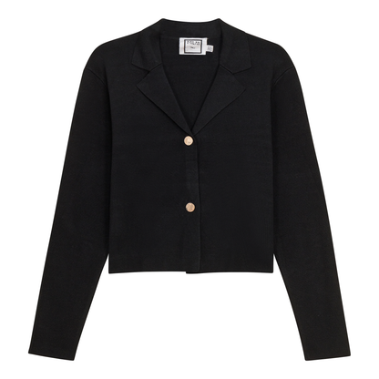 Cropped Knit Blazer Black