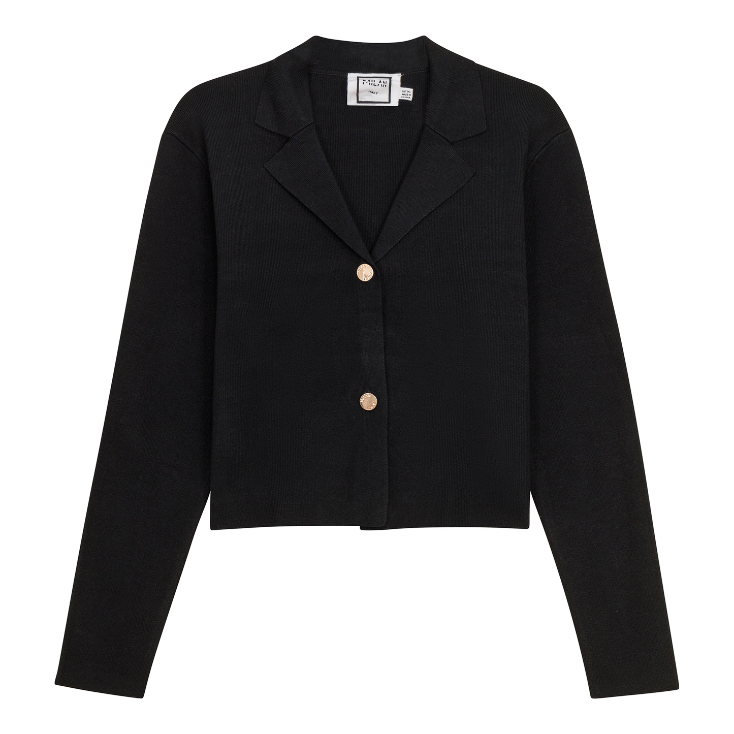Cropped Knit Blazer Black