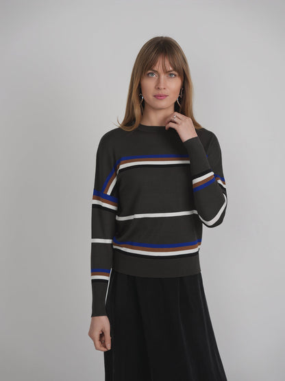 Striped Drop Shoulder Knit Sweater