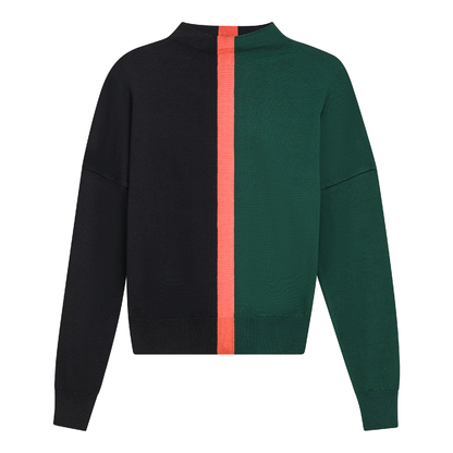 Mock Neck Color Block Sweater Black Hunter
