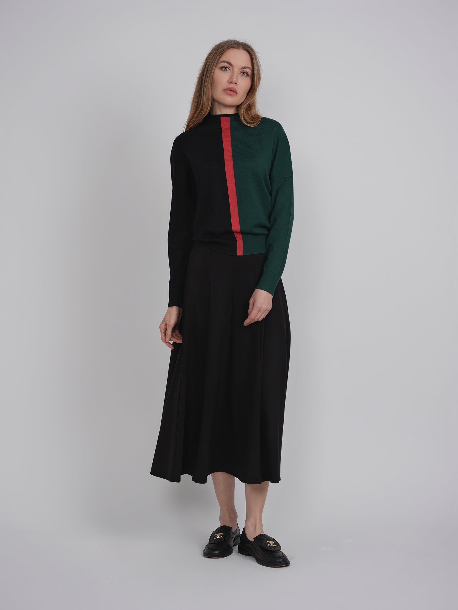 Mock Neck Color Block Sweater