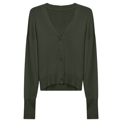 Cropped Drop Shoulder Sweater Olive