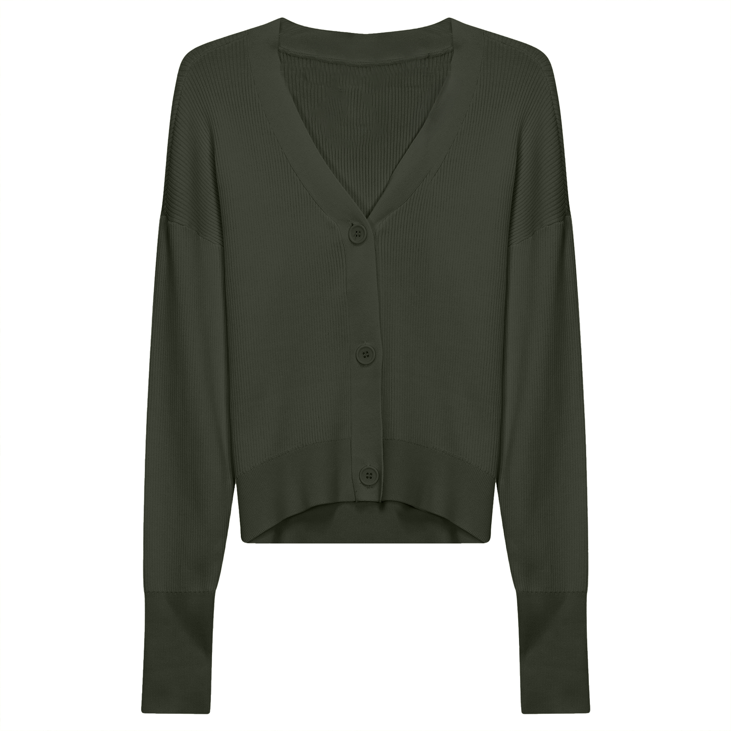 Cropped Drop Shoulder Sweater Olive