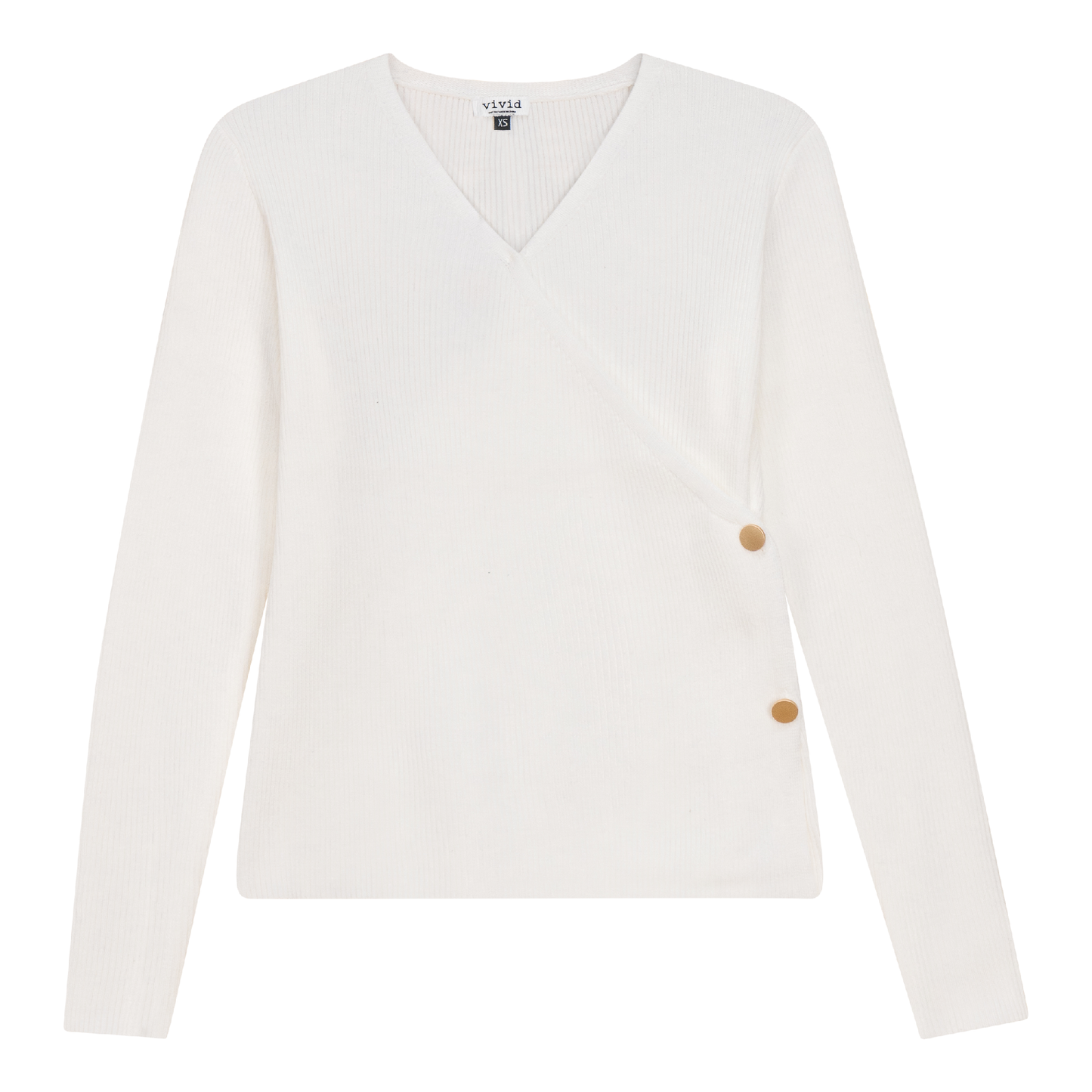 Ribbed Knit Wrap Top Cream