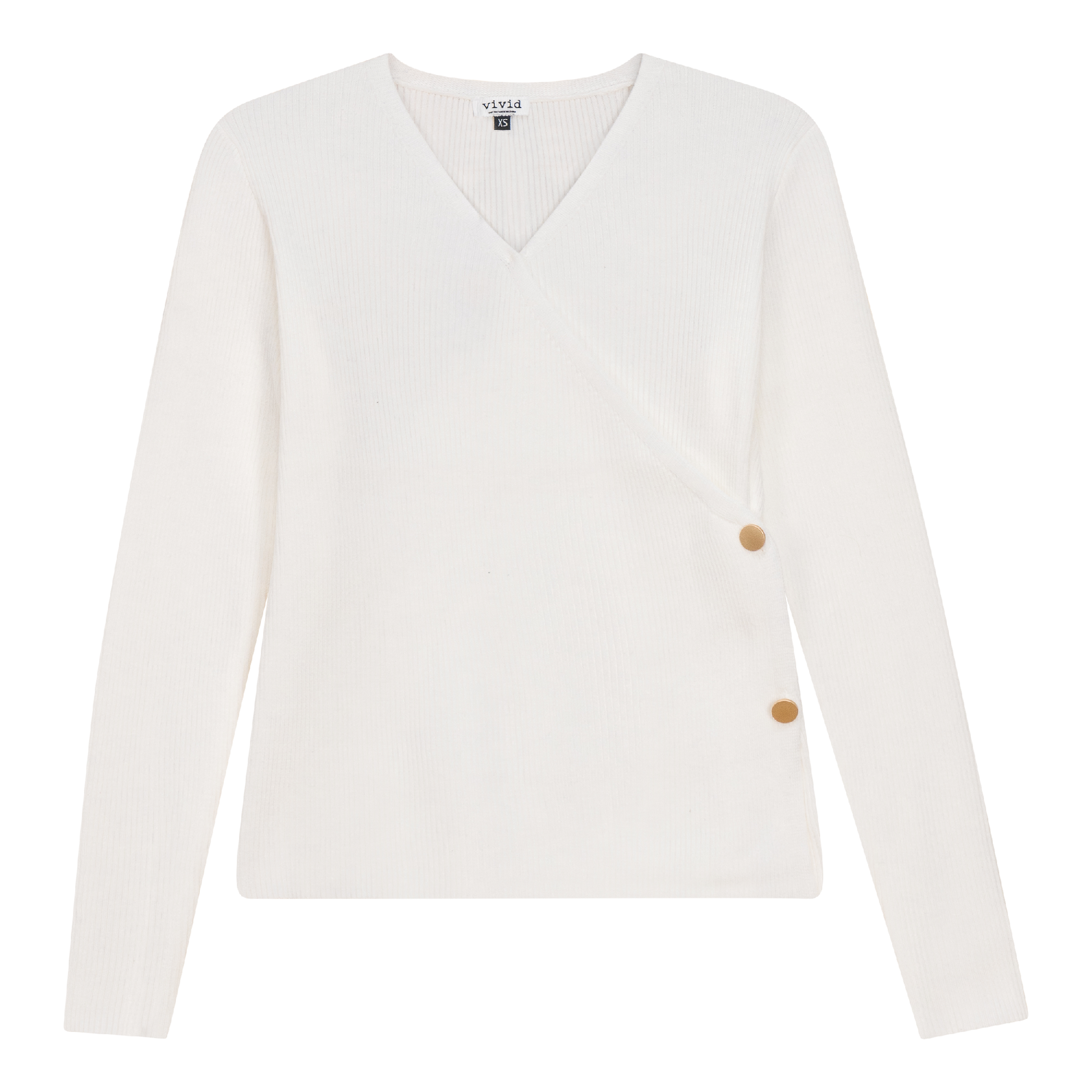 Ribbed Knit Wrap Top Cream