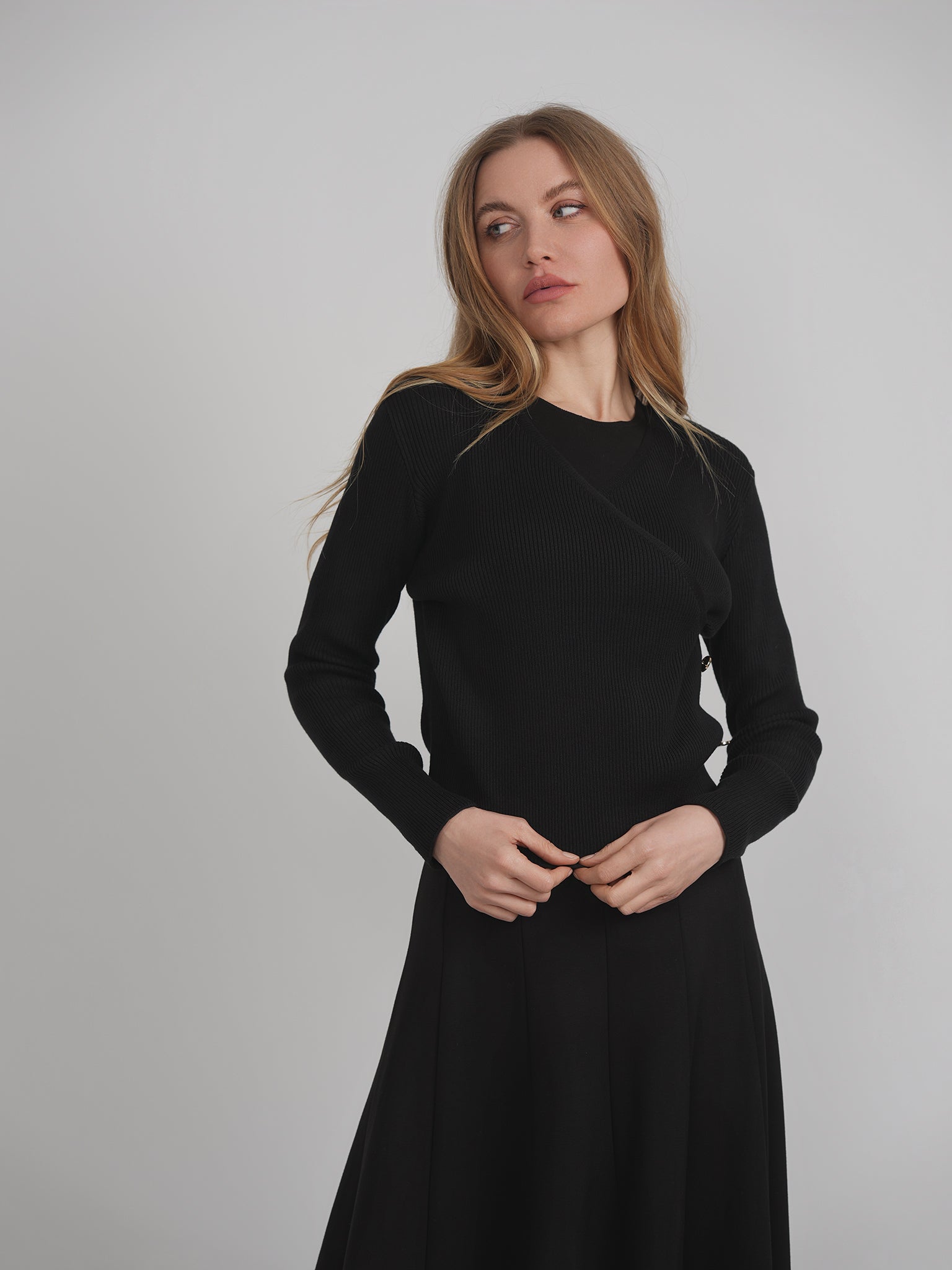 Ribbed Knit Wrap Top