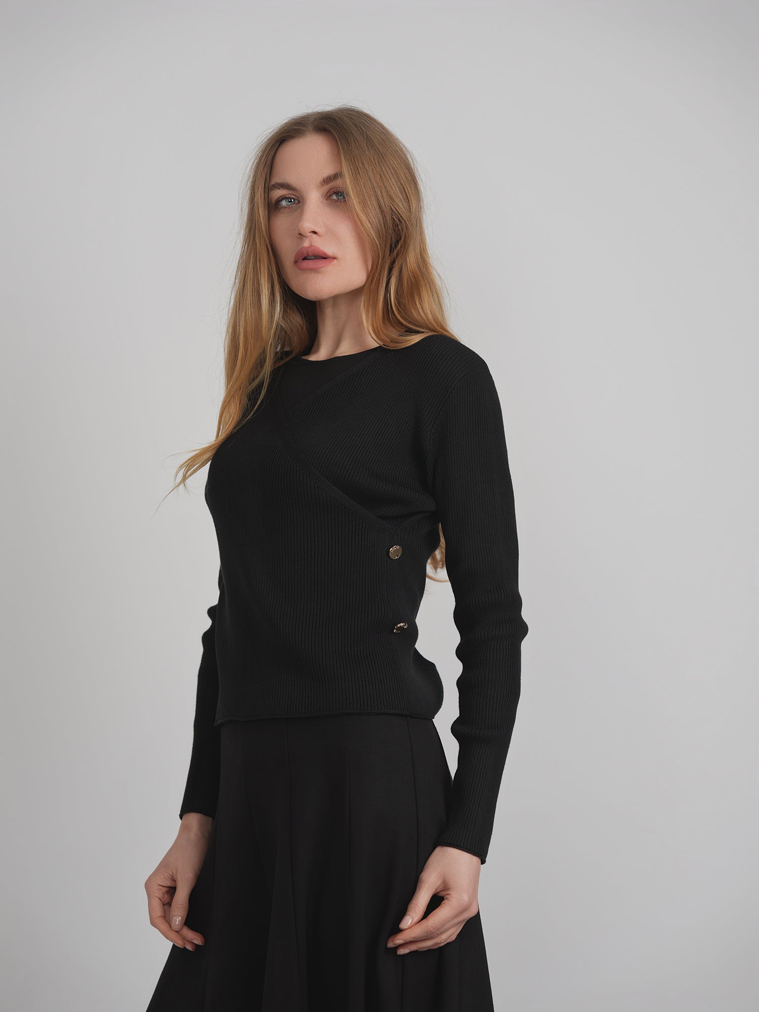 Ribbed Knit Wrap Top