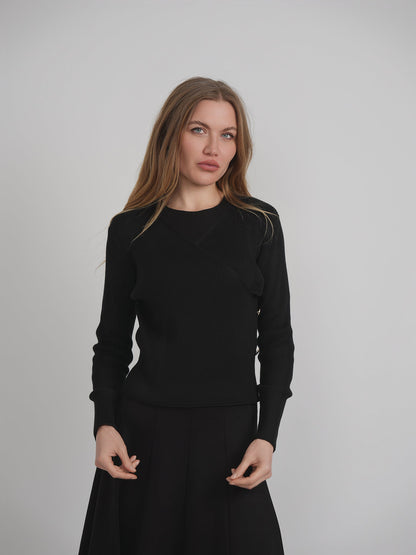 Ribbed Knit Wrap Top