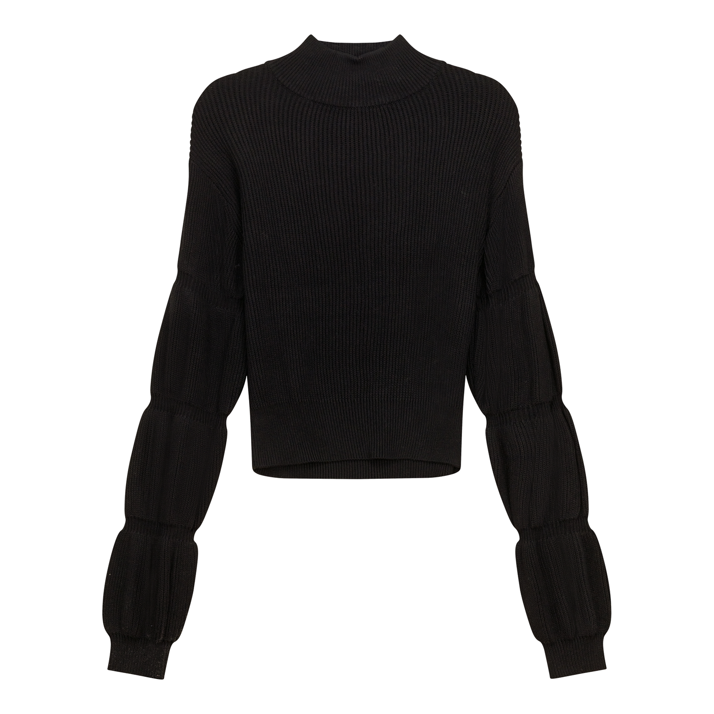 Ribbed Knit Mock Neck Sweater Black
