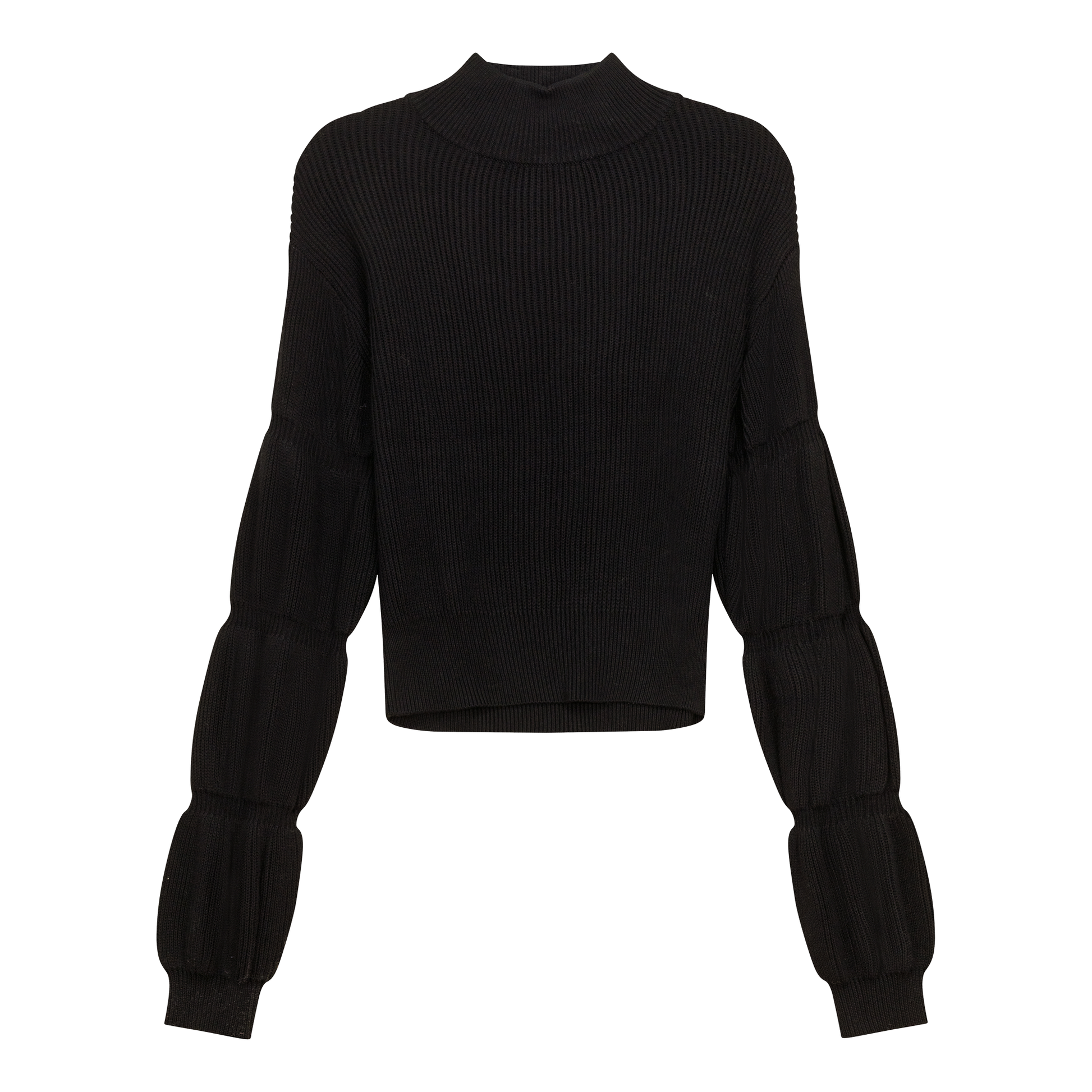 Ribbed Knit Mock Neck Sweater Black