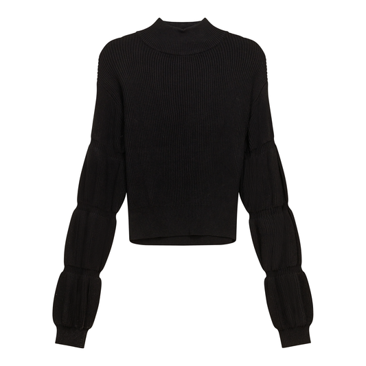 Ribbed Knit Mock Neck Sweater Black