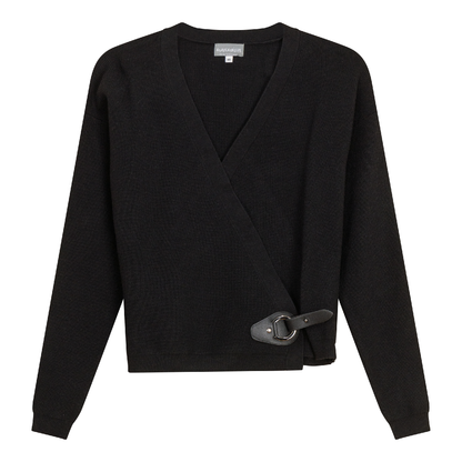 Wrap Knit Cardigan Black