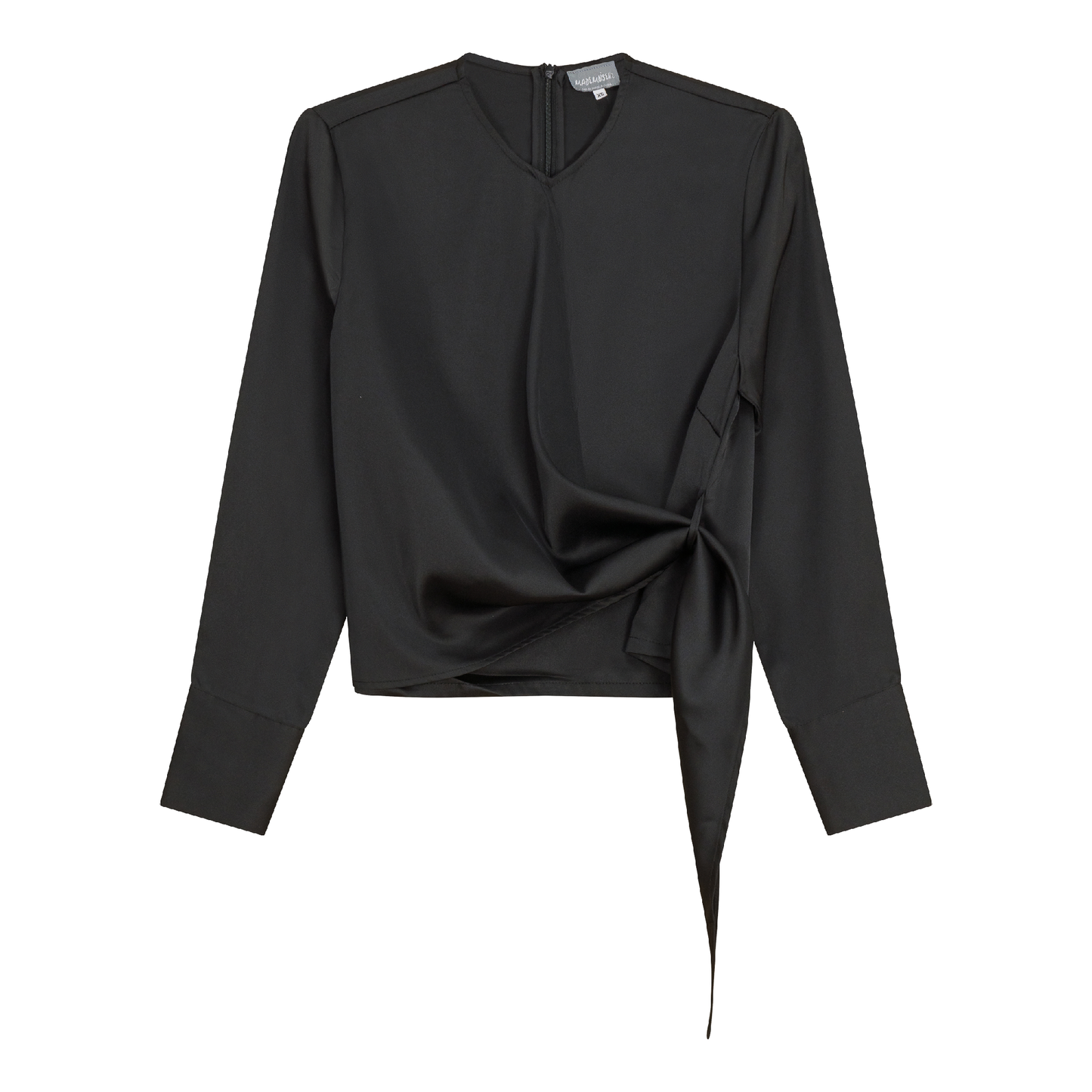 Satin Wrap Blouse Black