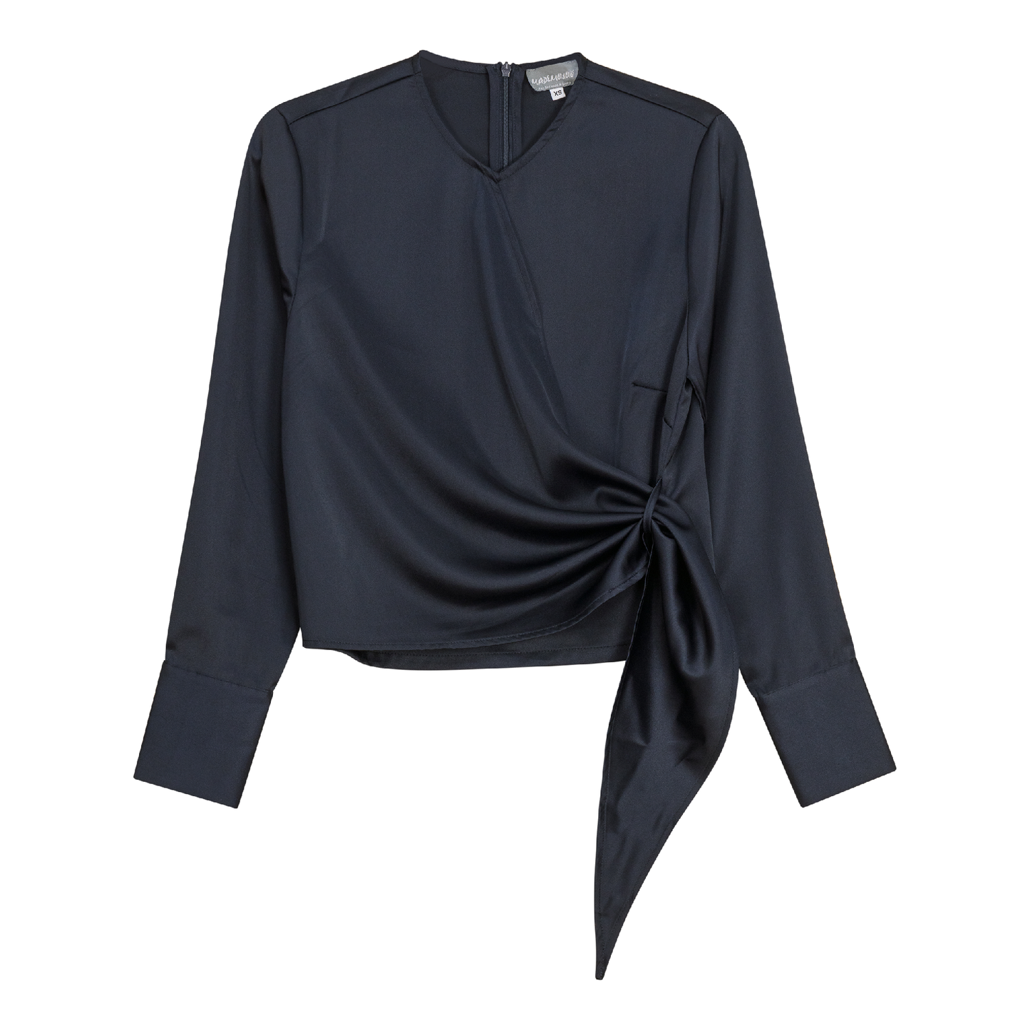 Satin Wrap Blouse Dark Navy