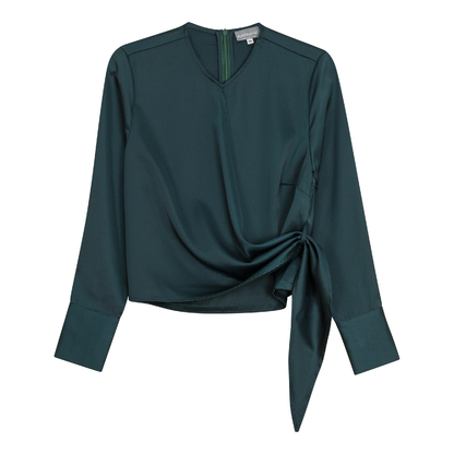 Satin Wrap Blouse Deep Teal
