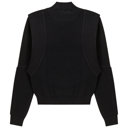 Mock Neck Vest Look Sweater Black