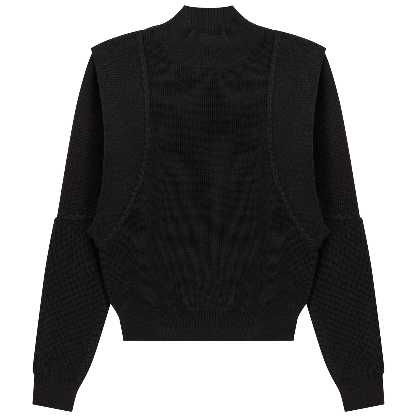 Mock Neck Vest Look Sweater Black