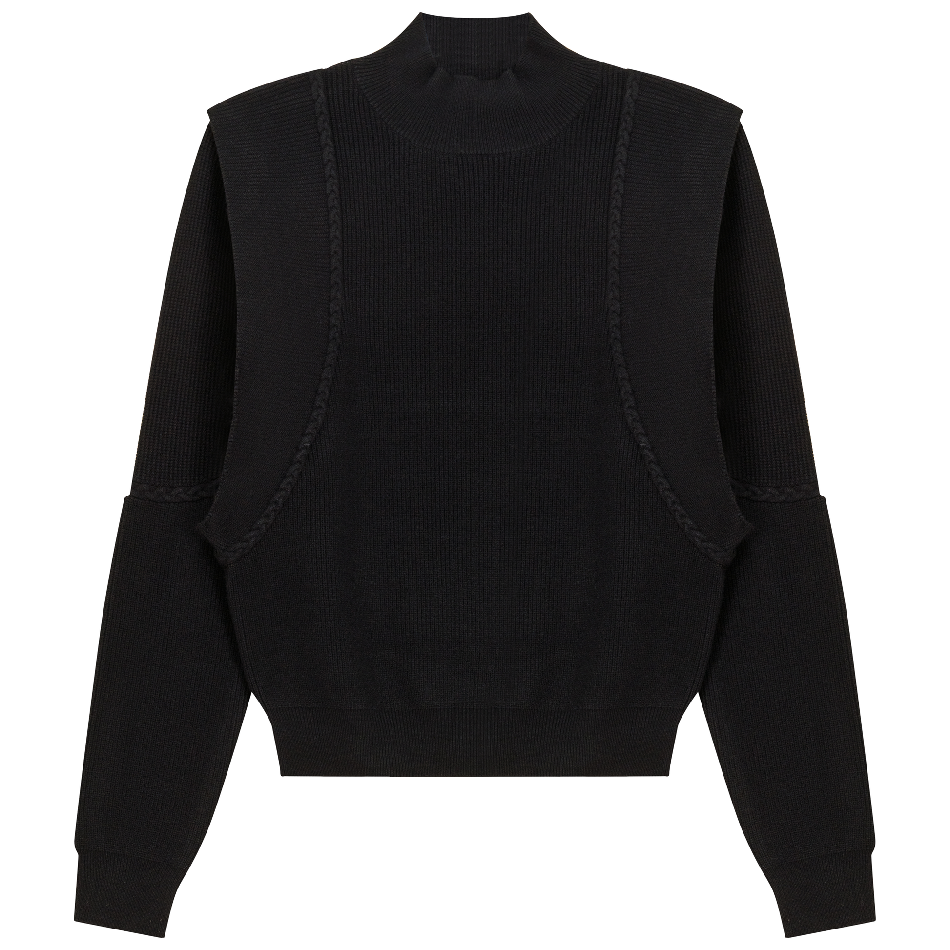 Mock Neck Vest Look Sweater Black