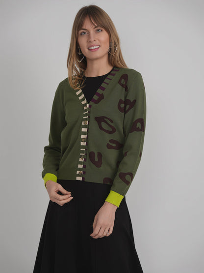 Contrast Printed Cardigan