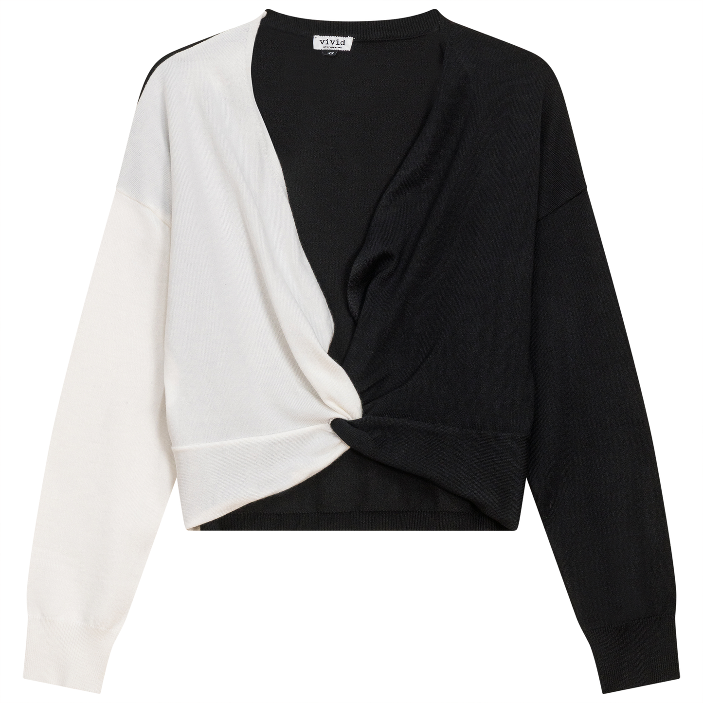 Ladies Knit Knot Bolero Black Cream