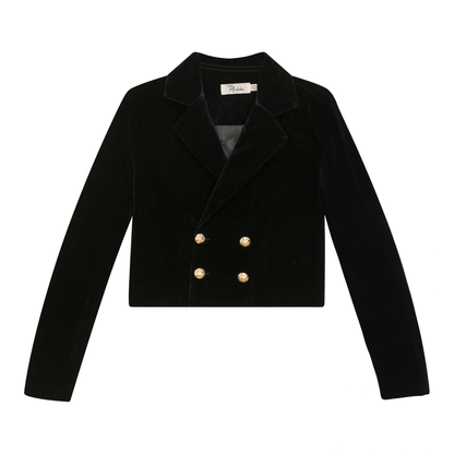 Cropped Velvet Blazer Black