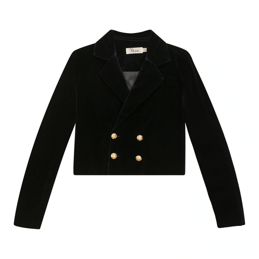 Cropped Velvet Blazer Black
