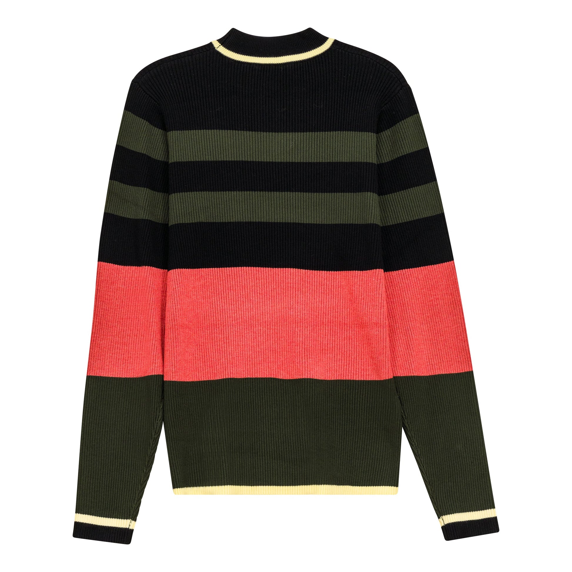 Striped Mock Neck Sweater Olive Rust