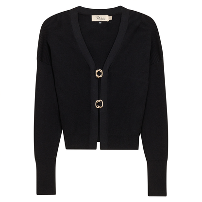 Cropped Knit Cardigan Black