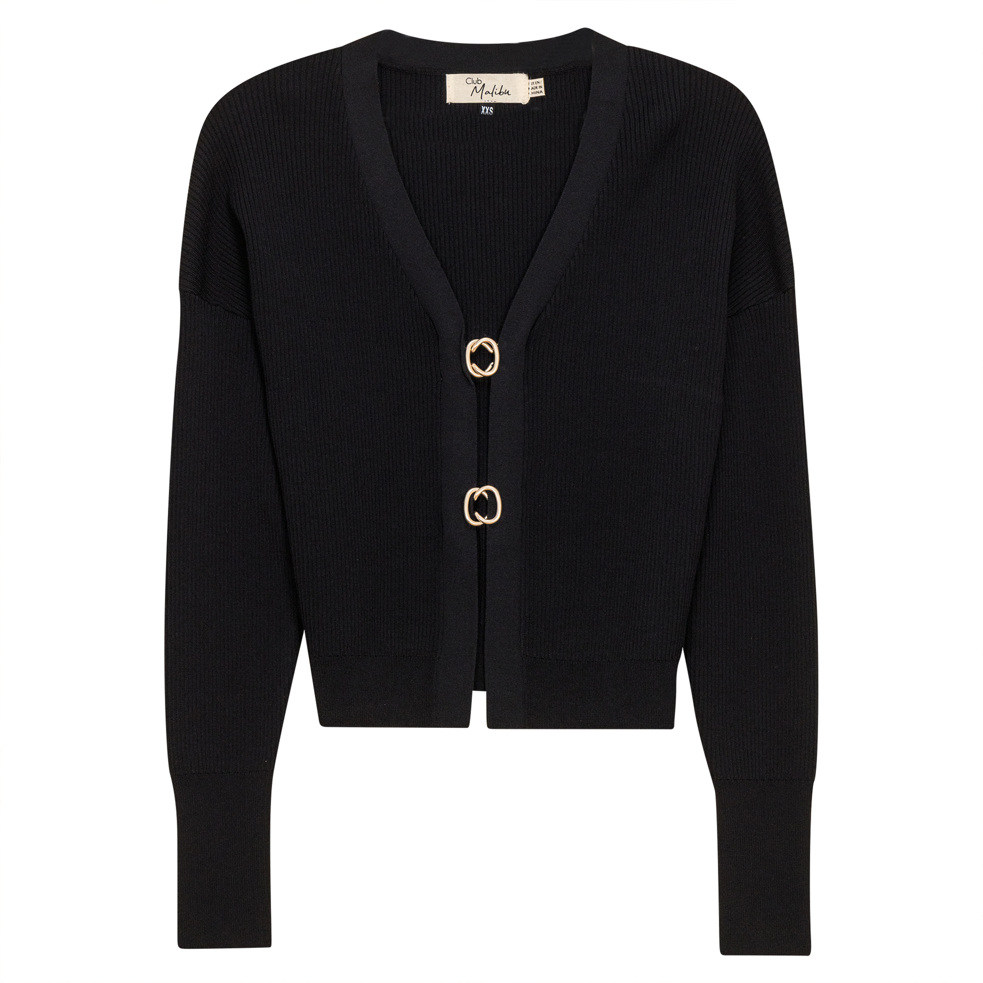 Cropped Knit Cardigan Black