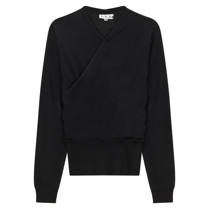 Wrap Knit Sweater Black
