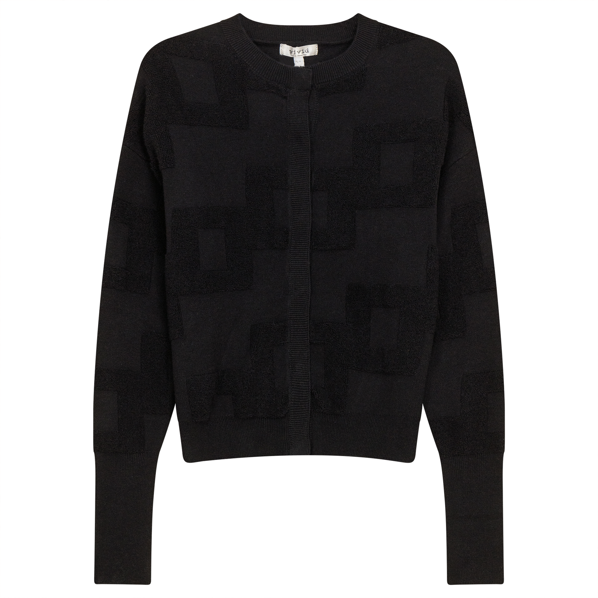 Textured Knit Cardigan Black