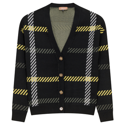 Printed Knit Cardigan Black