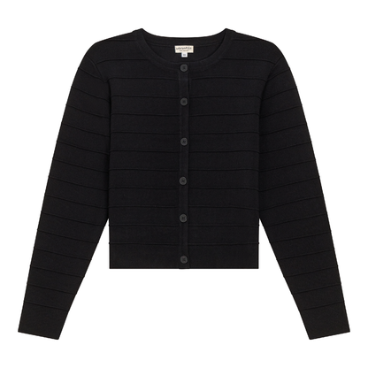 Ribbed Knit Cropped Cardigan Black